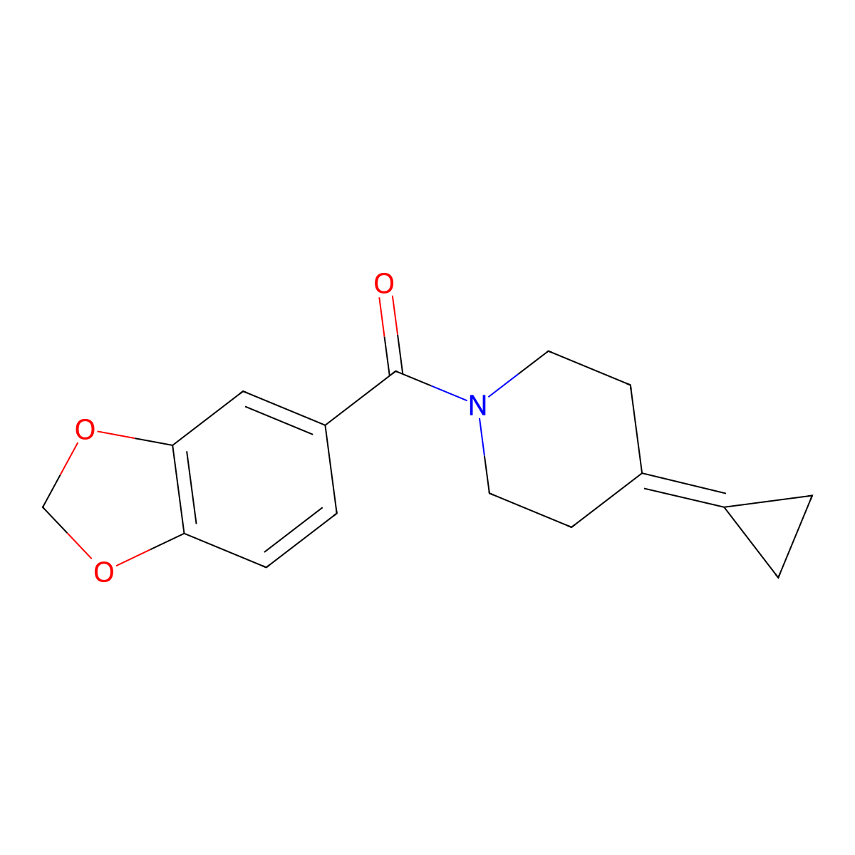 Benzo[d][1,3]dioxol-5-yl(4-cyclopropylidenepiperidin-1-yl)methanone molecular structure, CAS 2097913-52-3
