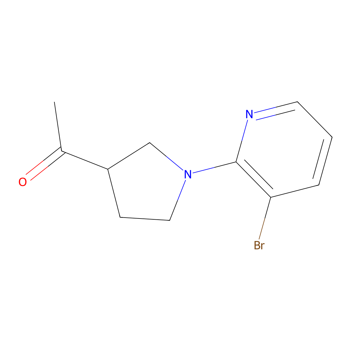1-[1-(3-Bromopyridin-2-yl)pyrrolidin-3-yl]ethan-1-one molecular structure, CAS 2097913-54-5