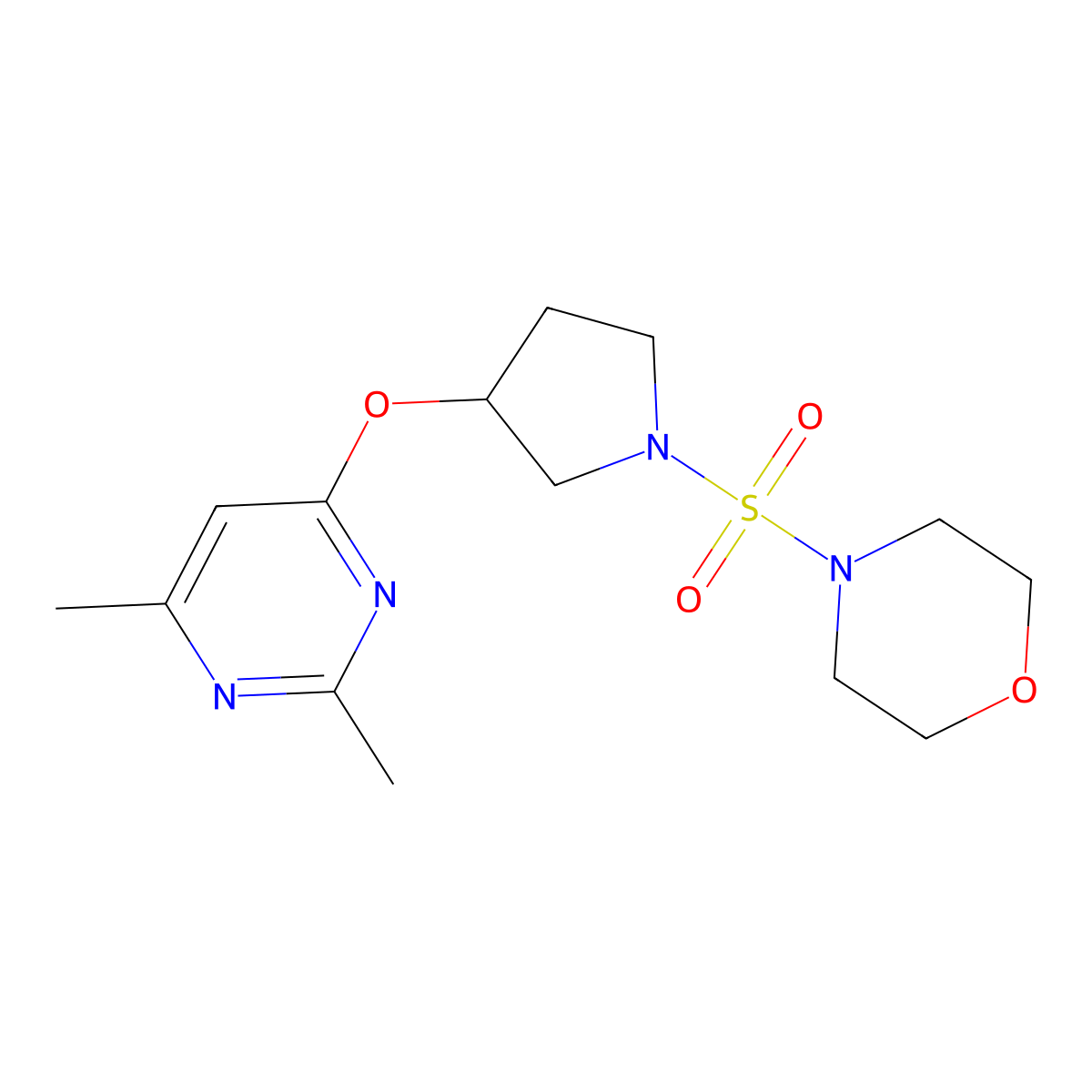 4-({3-[(2,6-Dimethylpyrimidin-4-yl)oxy]pyrrolidin-1-yl}sulfonyl)morpholine molecular structure, CAS 2097913-56-7