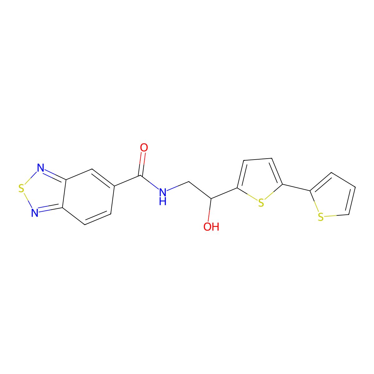 N-(2-{[2,2'-bithiophene]-5-yl}-2-hydroxyethyl)-2,1,3-benzothiadiazole-5-carboxamide molecular structure, CAS 2097913-60-3