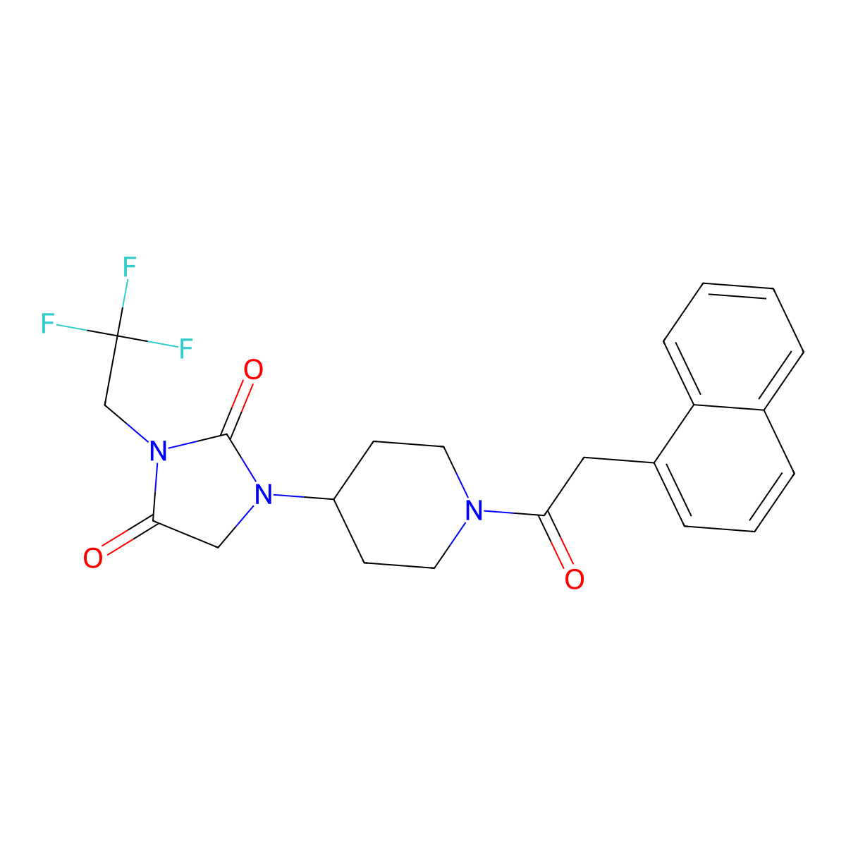 1-{1-[2-(Naphthalen-1-yl)acetyl]piperidin-4-yl}-3-(2,2,2-trifluoroethyl)imidazolidine-2,4-dione molecular structure, CAS 2097913-61-4
