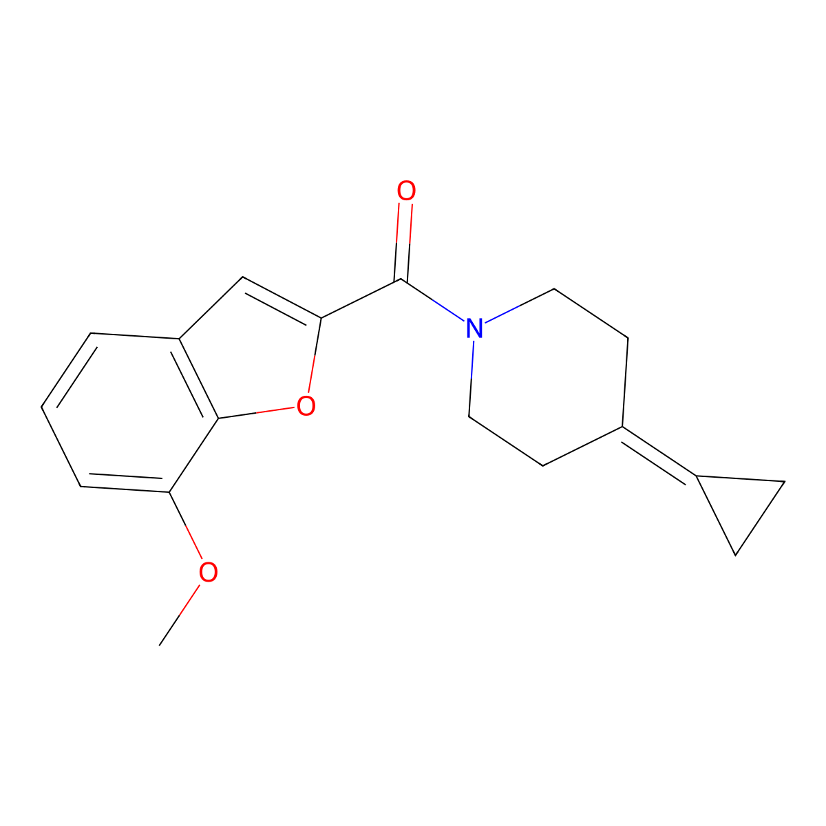 (4-Cyclopropylidenepiperidin-1-yl)(7-methoxybenzofuran-2-yl)methanone molecular structure, CAS 2097913-62-5