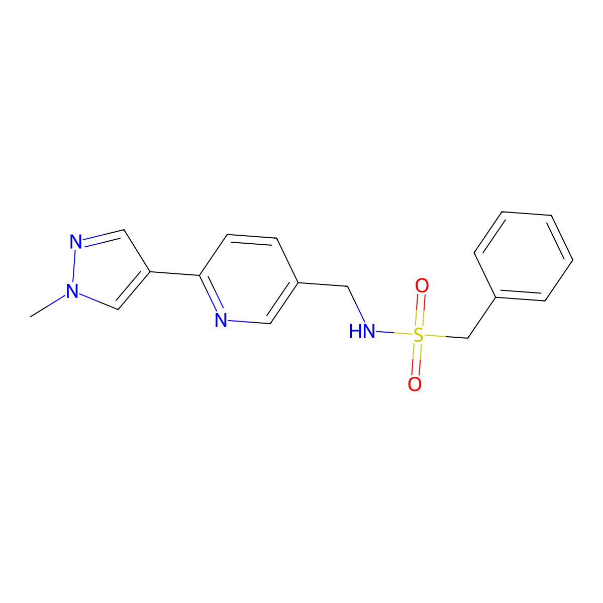 N-{[6-(1-methyl-1H-pyrazol-4-yl)pyridin-3-yl]methyl}-1-phenylmethanesulfonamide molecular structure, CAS 2097913-64-7
