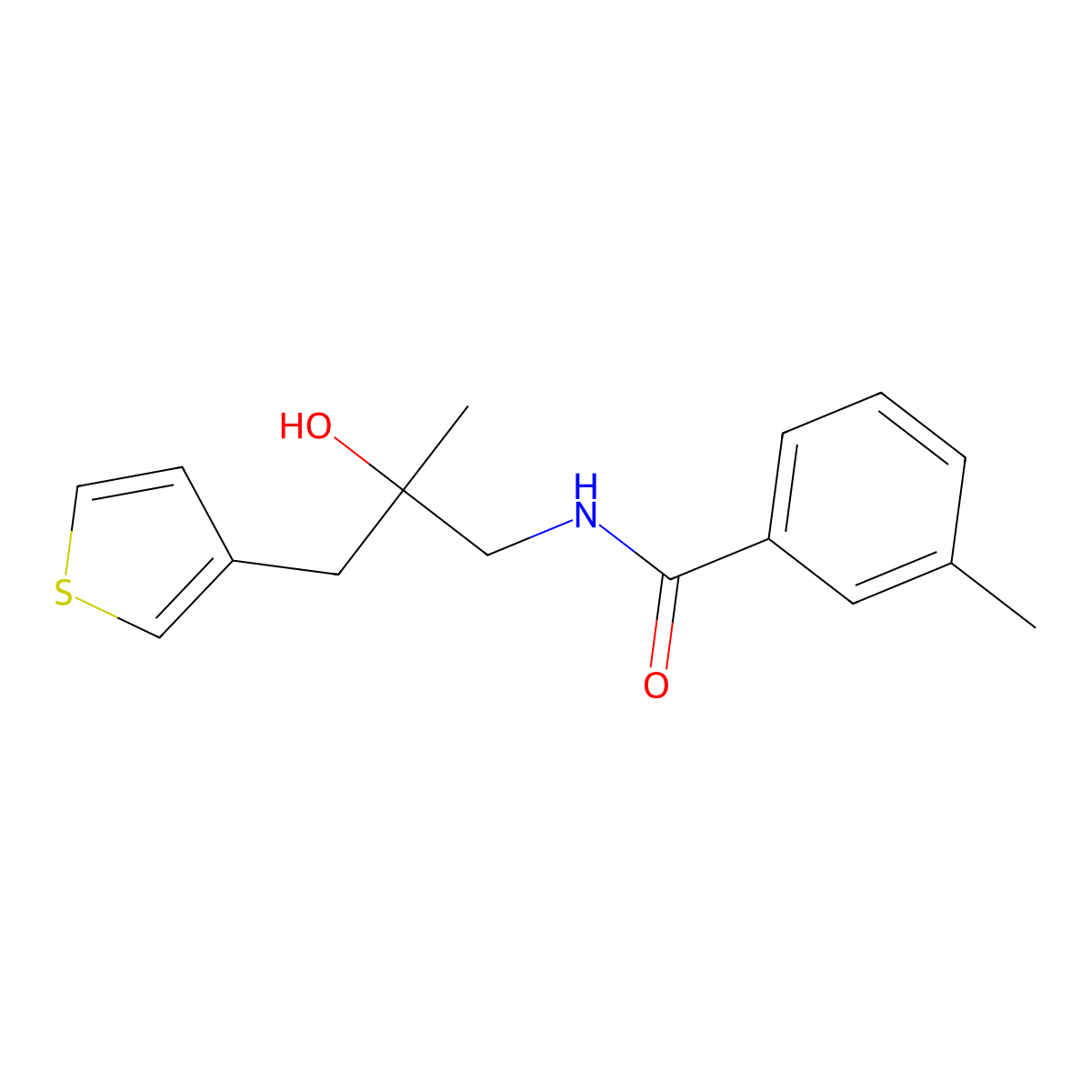 N-{2-hydroxy-2-[(thiophen-3-yl)methyl]propyl}-3-methylbenzamide molecular structure, CAS 2097913-69-2