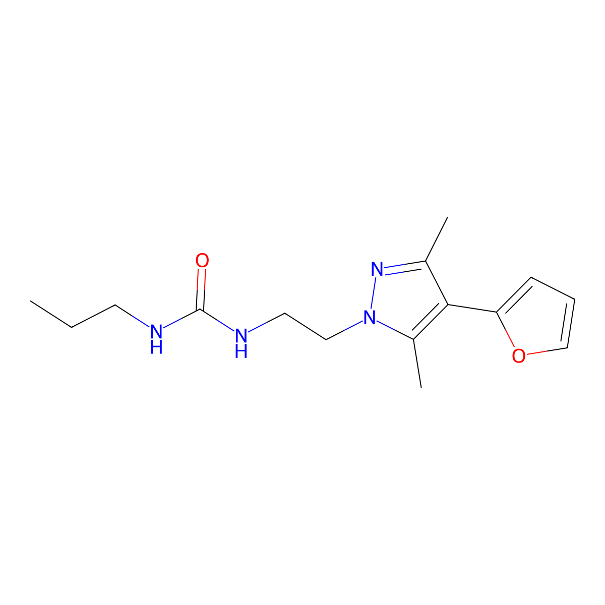 1-{2-[4-(furan-2-yl)-3,5-dimethyl-1H-pyrazol-1-yl]ethyl}-3-propylurea molecular structure, CAS 2097913-70-5