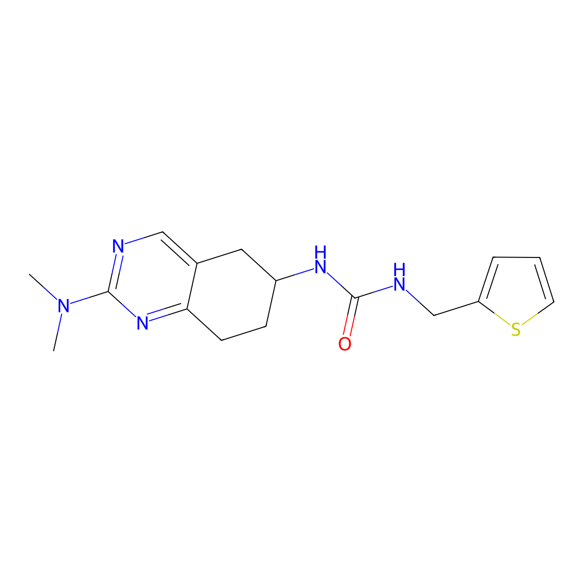 1-[2-(Dimethylamino)-5,6,7,8-tetrahydroquinazolin-6-yl]-3-[(thiophen-2-yl)methyl]urea molecular structure, CAS 2097913-72-7