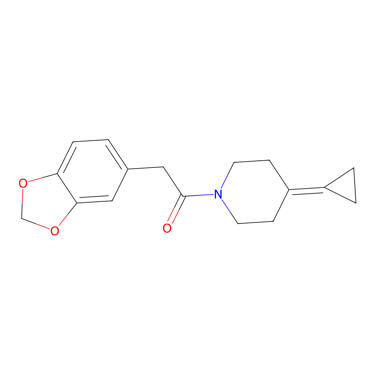 2-(Benzo[d][1,3]dioxol-5-yl)-1-(4-cyclopropylidenepiperidin-1-yl)ethanone molecular structure, CAS 2097913-74-9