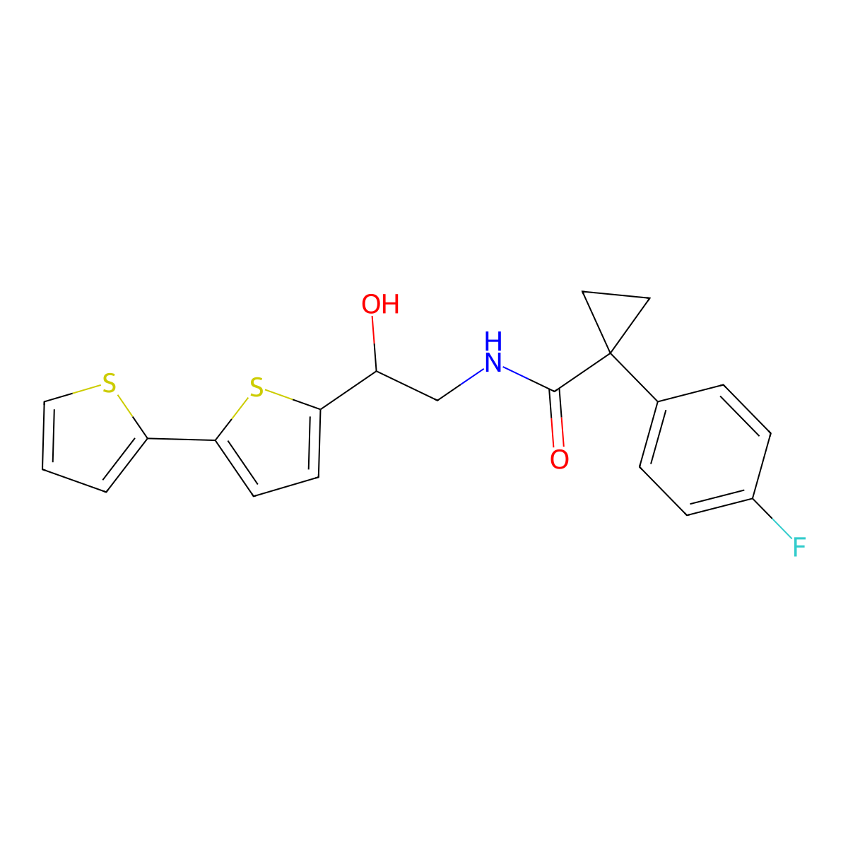 N-(2-{[2,2'-bithiophene]-5-yl}-2-hydroxyethyl)-1-(4-fluorophenyl)cyclopropane-1-carboxamide molecular structure, CAS 2097913-84-1