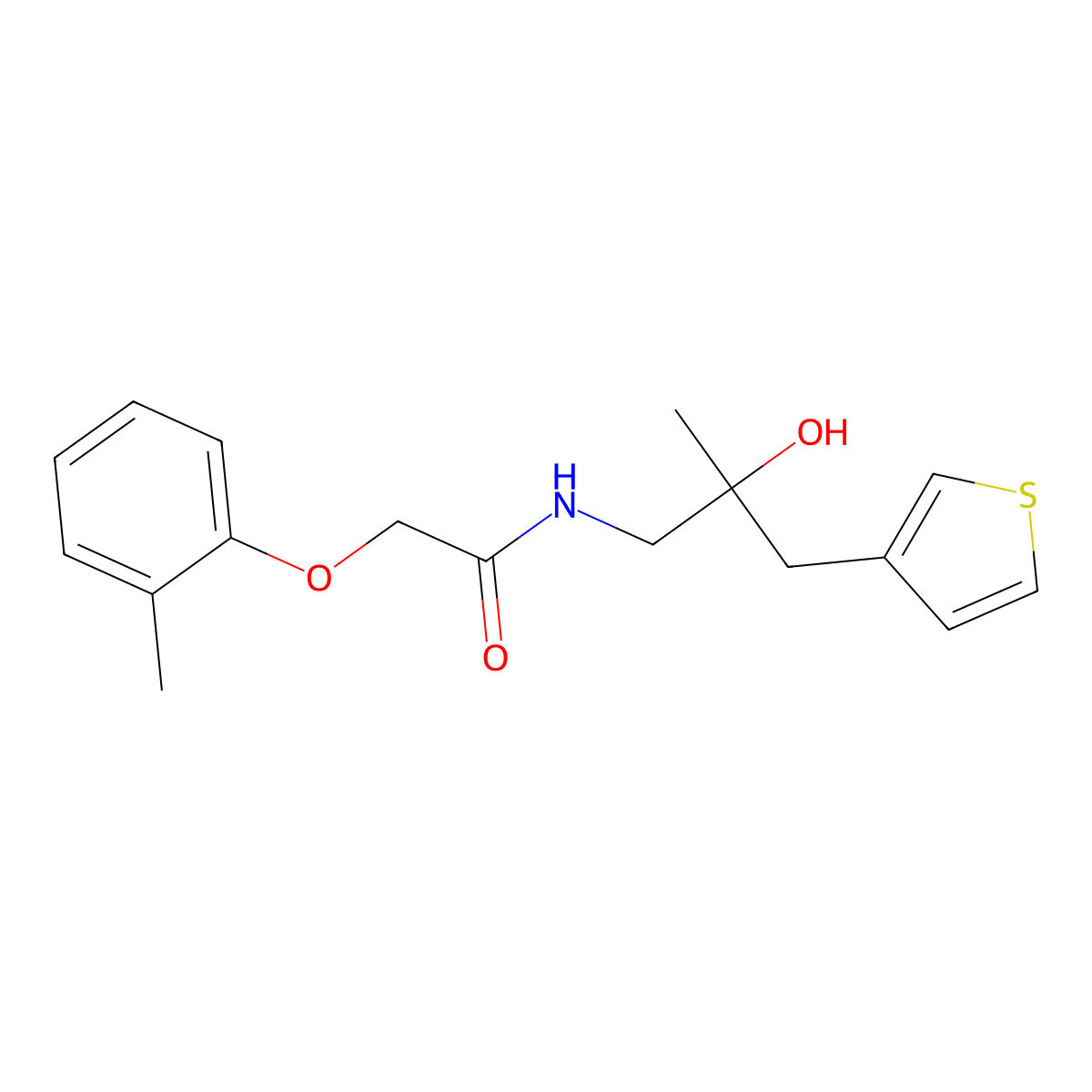N-{2-hydroxy-2-[(thiophen-3-yl)methyl]propyl}-2-(2-methylphenoxy)acetamide molecular structure, CAS 2097913-86-3
