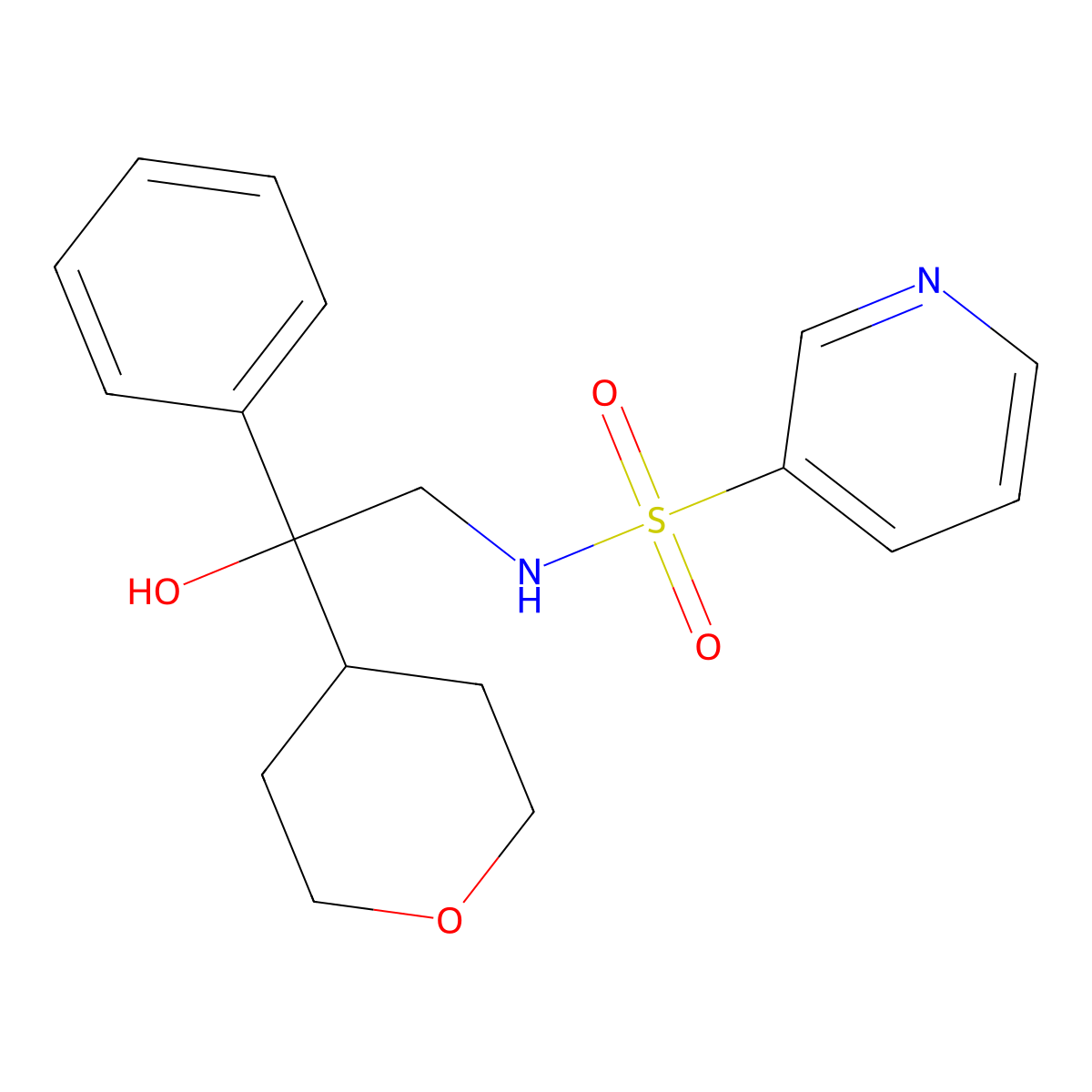 N-[2-hydroxy-2-(oxan-4-yl)-2-phenylethyl]pyridine-3-sulfonamide molecular structure, CAS 2097913-88-5