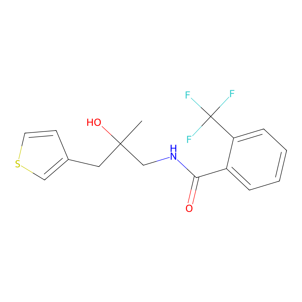 N-{2-hydroxy-2-[(thiophen-3-yl)methyl]propyl}-2-(trifluoromethyl)benzamide molecular structure, CAS 2097913-89-6