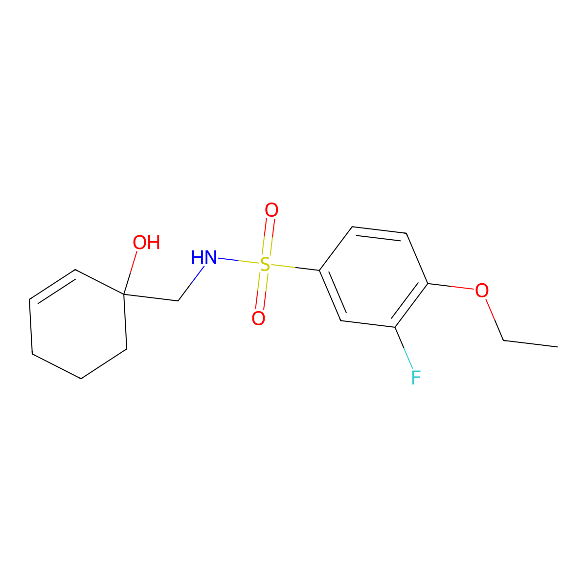4-ethoxy-3-fluoro-N-[(1-hydroxycyclohex-2-en-1-yl)methyl]benzene-1-sulfonamide molecular structure, CAS 2097913-90-9