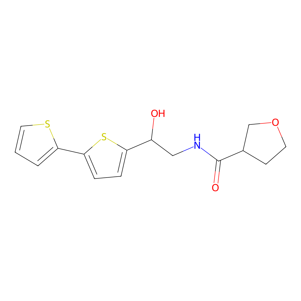 N-(2-{[2,2'-bithiophene]-5-yl}-2-hydroxyethyl)oxolane-3-carboxamide molecular structure, CAS 2097913-91-0