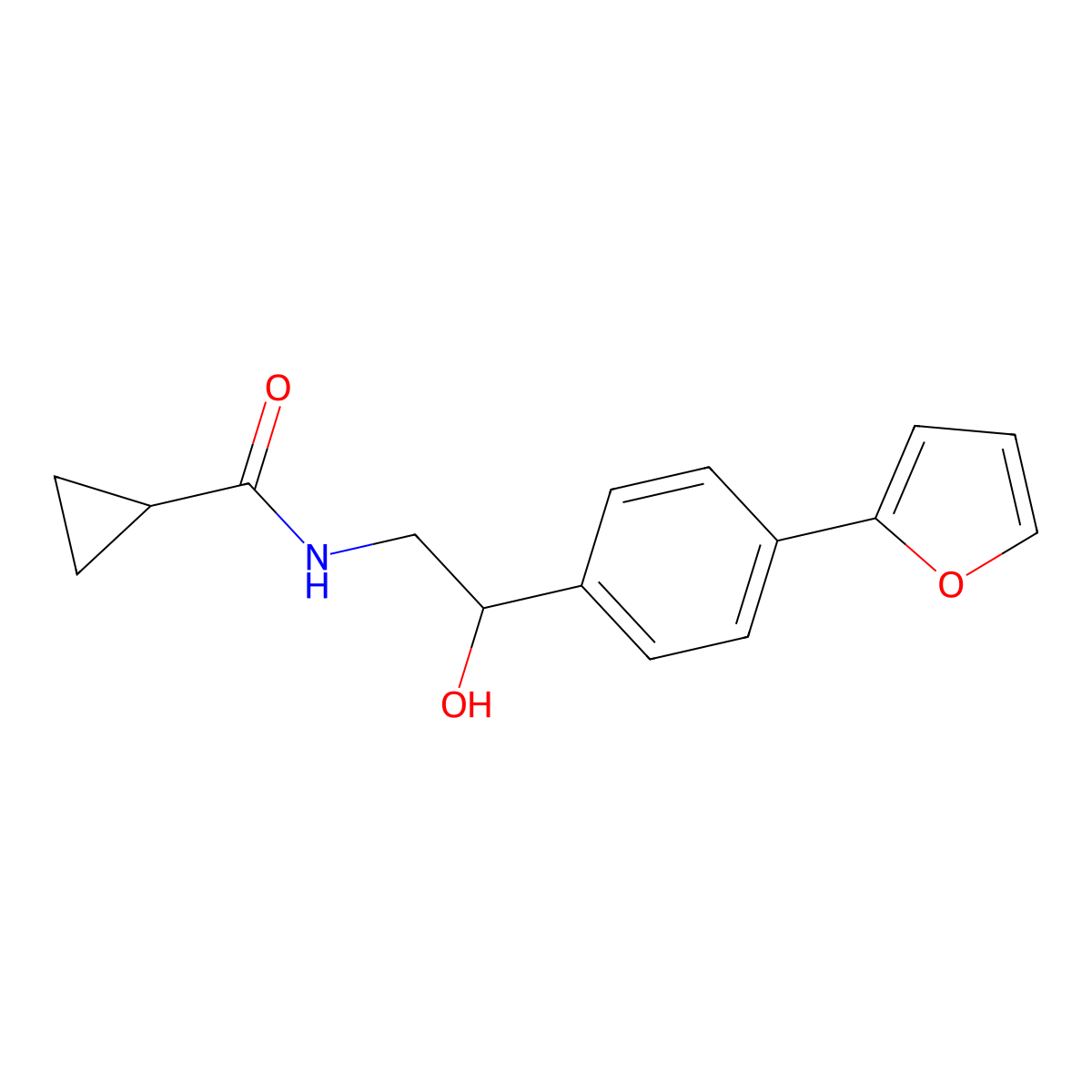 N-{2-[4-(furan-2-yl)phenyl]-2-hydroxyethyl}cyclopropanecarboxamide molecular structure, CAS 2097913-99-8