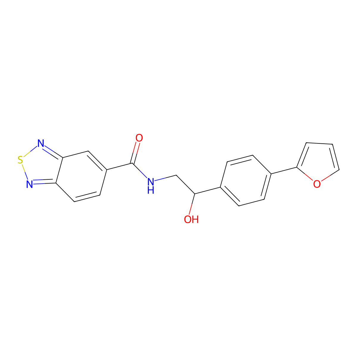 N-{2-[4-(furan-2-yl)phenyl]-2-hydroxyethyl}-2,1,3-benzothiadiazole-5-carboxamide molecular structure, CAS 2097914-00-4