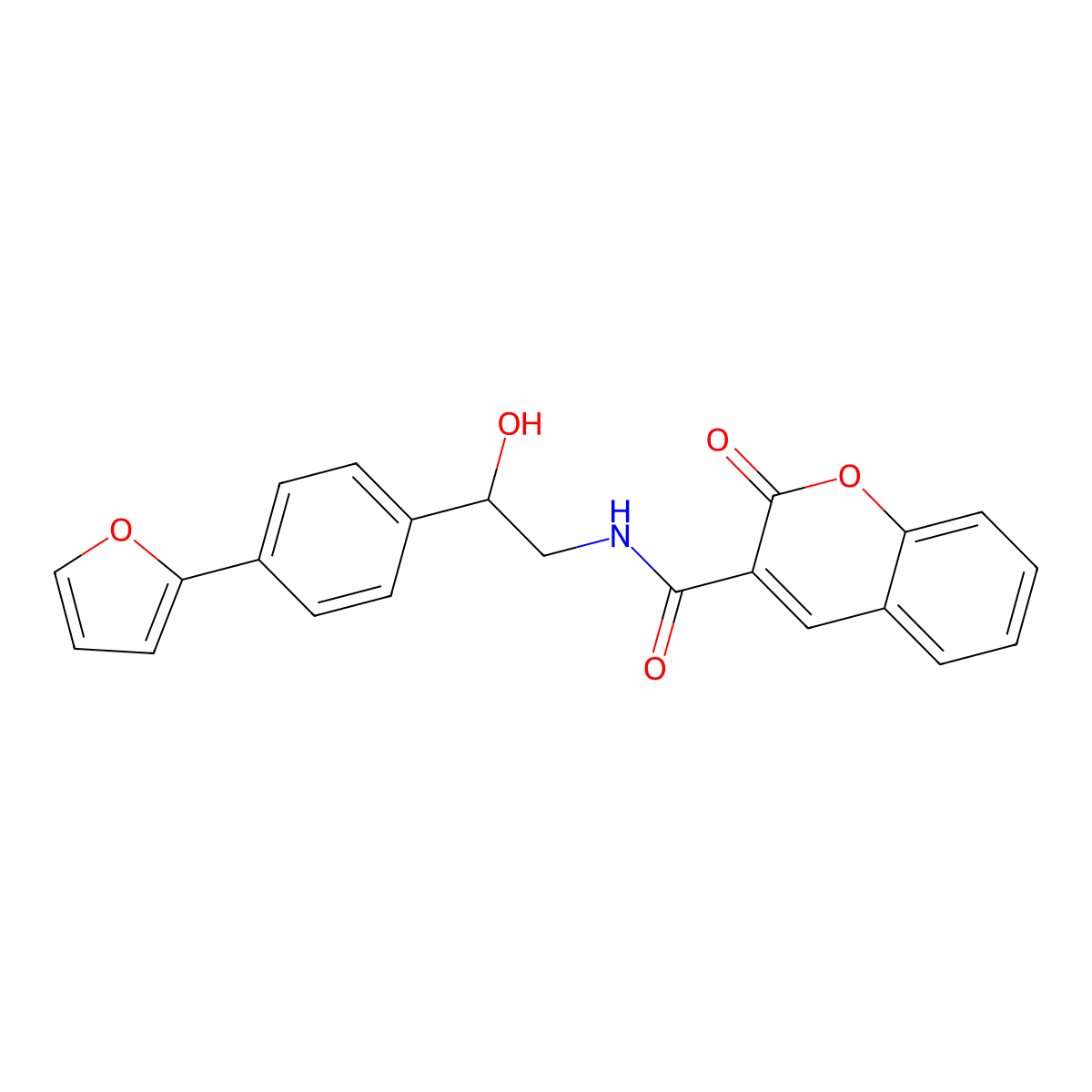 N-{2-[4-(furan-2-yl)phenyl]-2-hydroxyethyl}-2-oxo-2H-chromene-3-carboxamide molecular structure, CAS 2097914-01-5