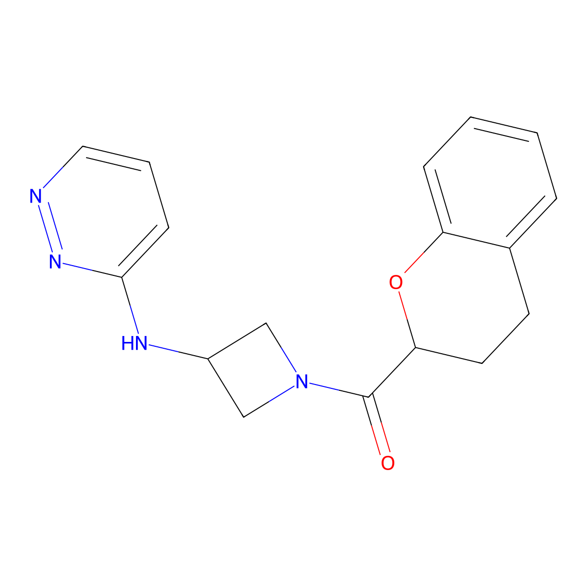 N-[1-(3,4-dihydro-2H-1-benzopyran-2-carbonyl)azetidin-3-yl]pyridazin-3-amine molecular structure, CAS 2097914-02-6