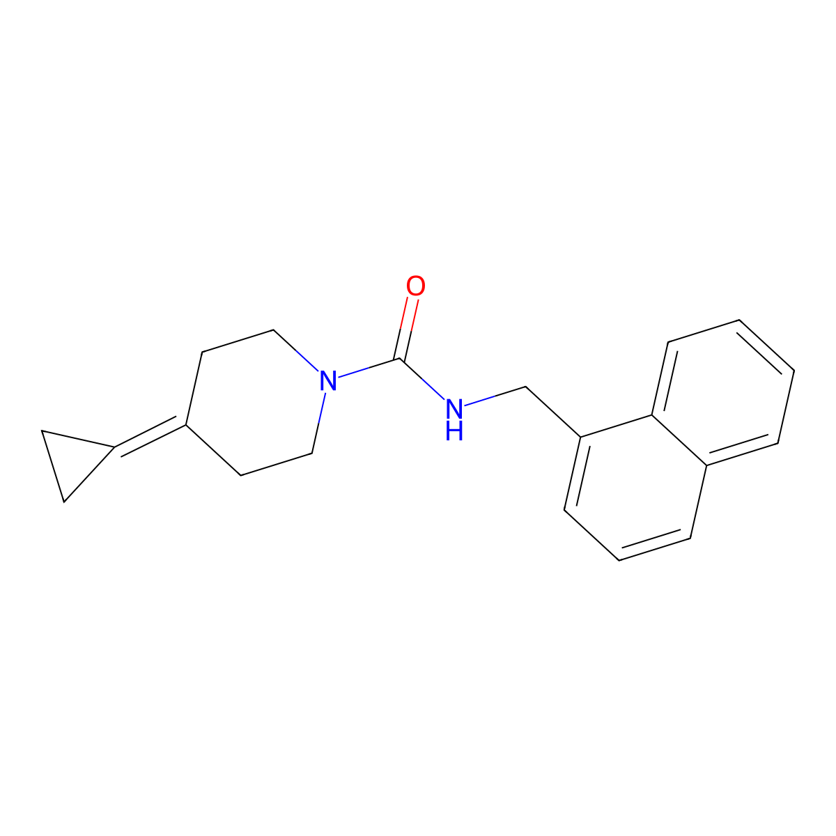 4-cyclopropylidene-N-(naphthalen-1-ylmethyl)piperidine-1-carboxamide molecular structure, CAS 2097914-08-2