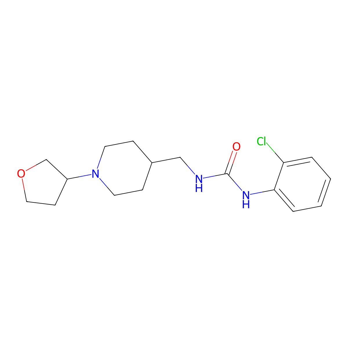 3-(2-Chlorophenyl)-1-{[1-(oxolan-3-yl)piperidin-4-yl]methyl}urea molecular structure, CAS 2097914-10-6