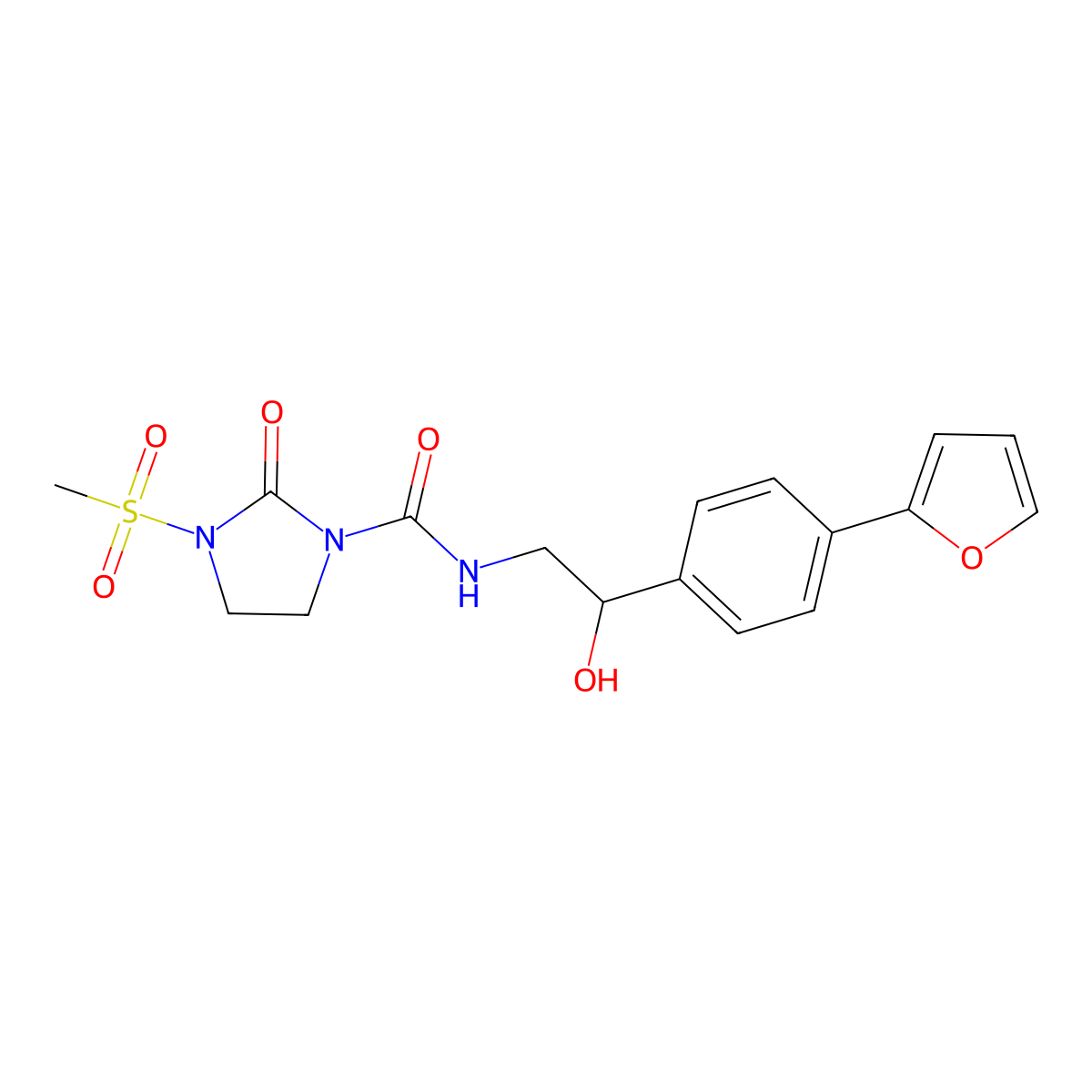 N-{2-[4-(furan-2-yl)phenyl]-2-hydroxyethyl}-3-methanesulfonyl-2-oxoimidazolidine-1-carboxamide molecular structure, CAS 2097914-13-9