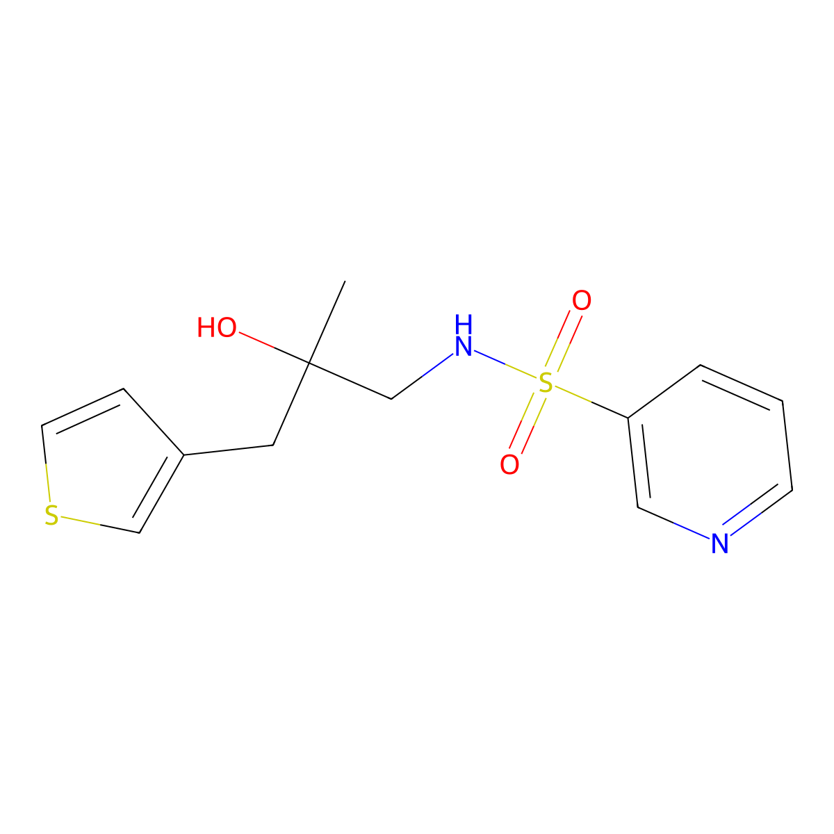 N-{2-hydroxy-2-[(thiophen-3-yl)methyl]propyl}pyridine-3-sulfonamide molecular structure, CAS 2097914-15-1