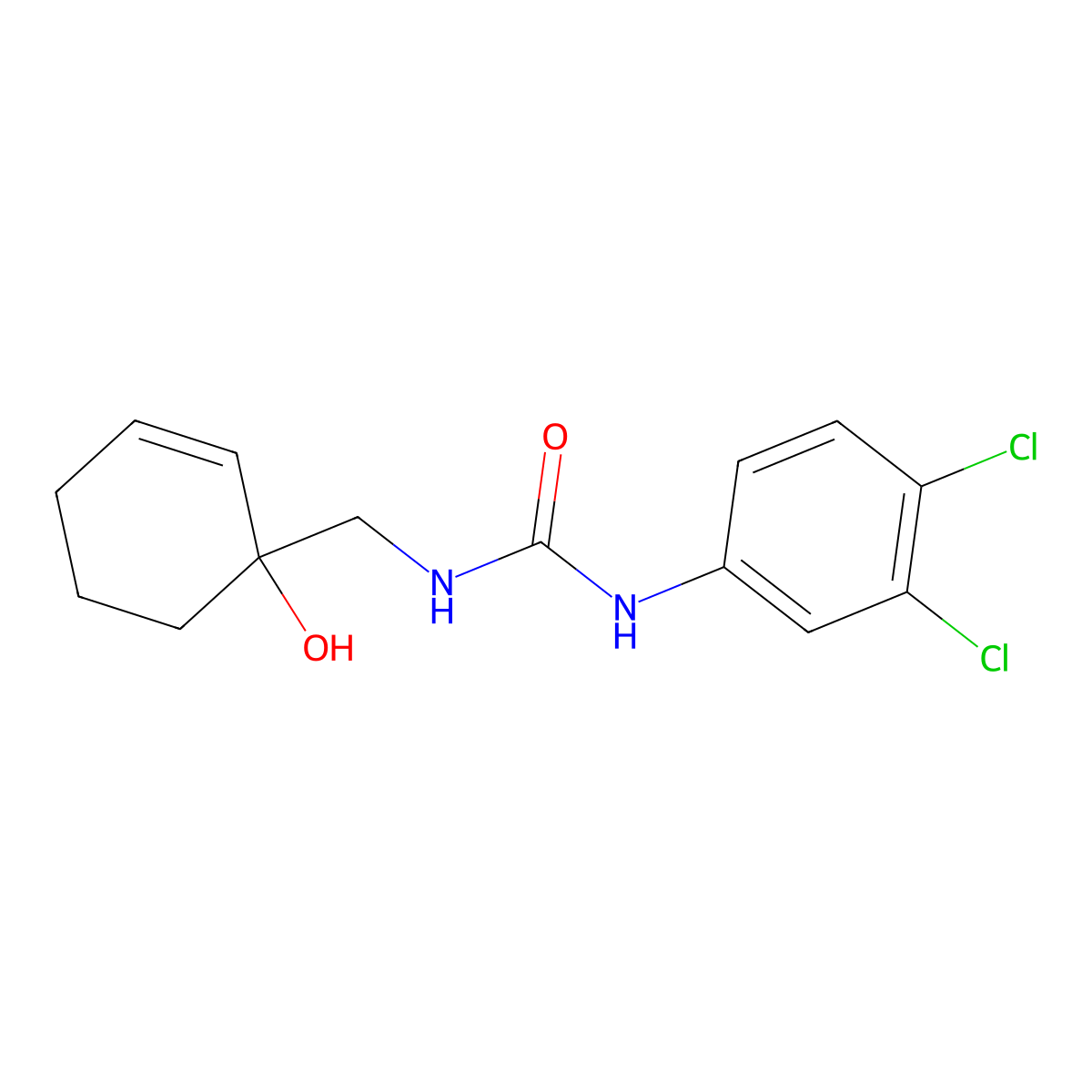 3-(3,4-Dichlorophenyl)-1-[(1-hydroxycyclohex-2-en-1-yl)methyl]urea molecular structure, CAS 2097914-16-2