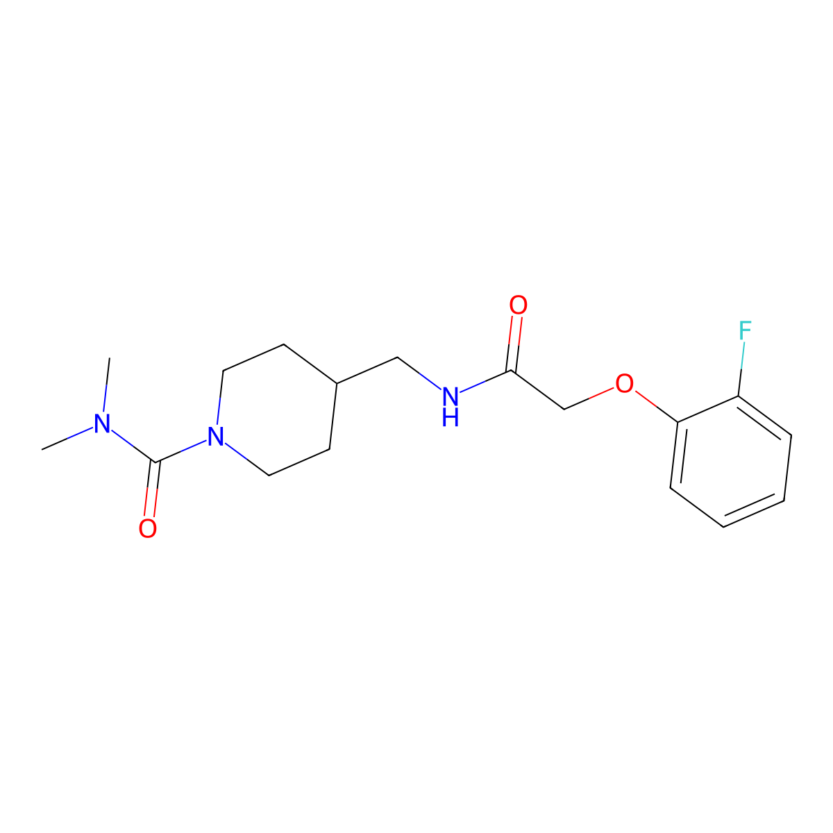 4-{[2-(2-fluorophenoxy)acetamido]methyl}-N,N-dimethylpiperidine-1-carboxamide molecular structure, CAS 2097914-27-5