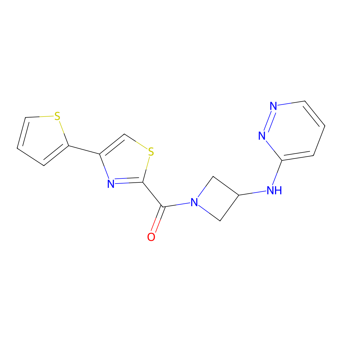 N-{1-[4-(thiophen-2-yl)-1,3-thiazole-2-carbonyl]azetidin-3-yl}pyridazin-3-amine molecular structure, CAS 2097914-31-1