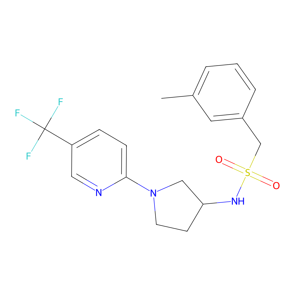 1-m-tolyl-N-(1-(5-(trifluoromethyl)pyridin-2-yl)pyrrolidin-3-yl)methanesulfonamide molecular structure, CAS 2097914-36-6