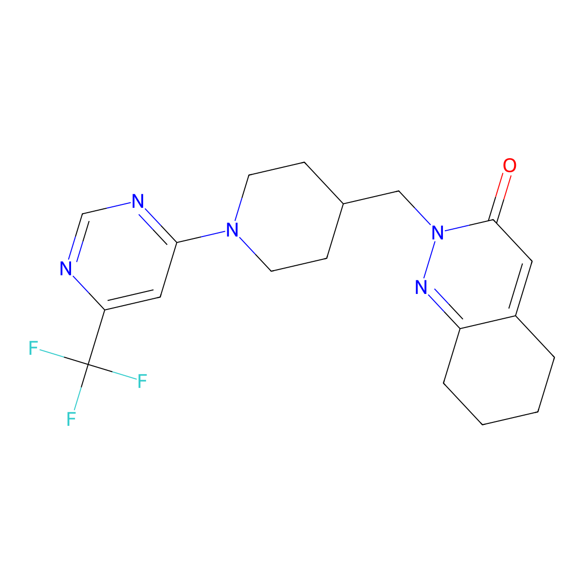 2-({1-[6-(Trifluoromethyl)pyrimidin-4-yl]piperidin-4-yl}methyl)-2,3,5,6,7,8-hexahydrocinnolin-3-one molecular structure, CAS 2097914-37-7