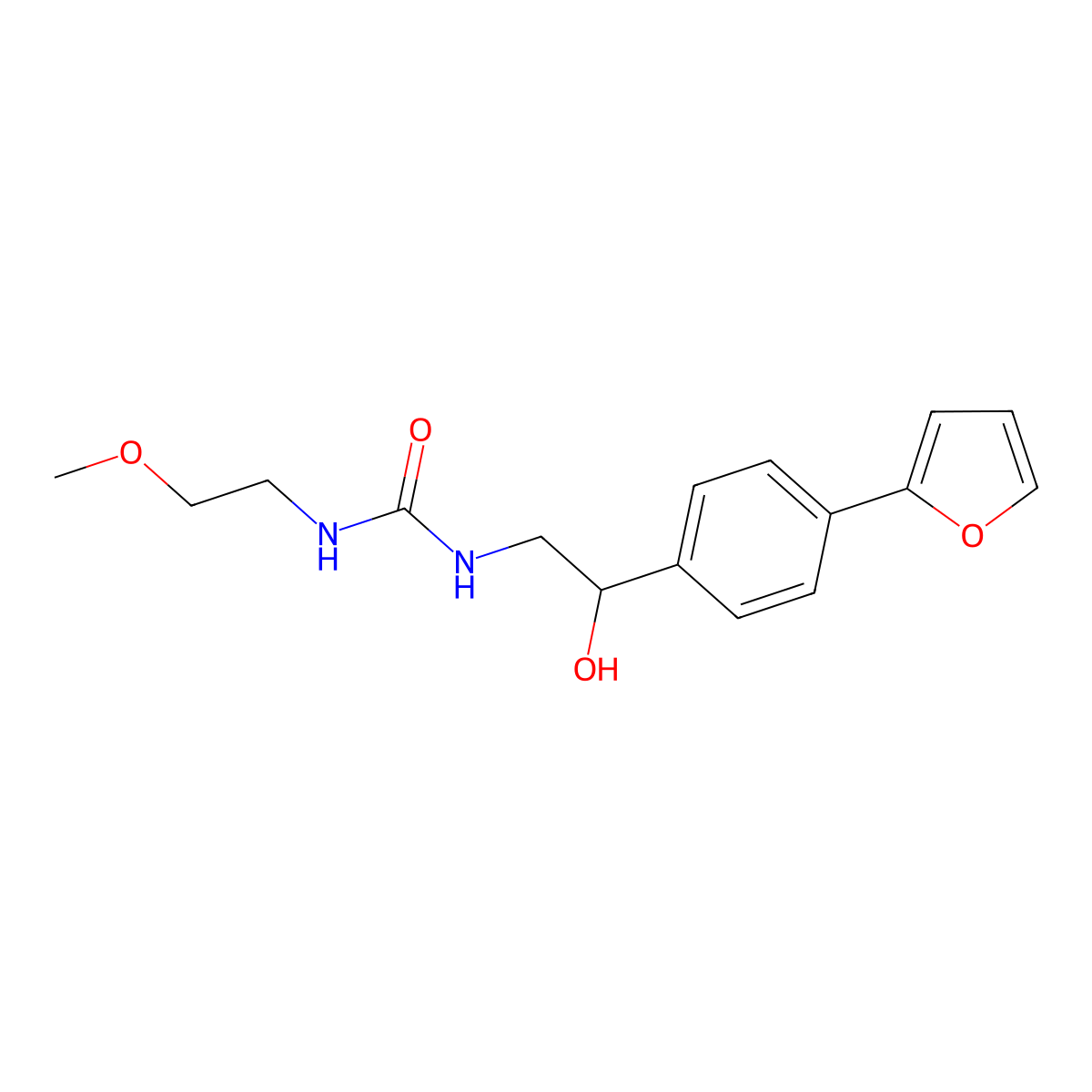 1-{2-[4-(Furan-2-yl)phenyl]-2-hydroxyethyl}-3-(2-methoxyethyl)urea molecular structure, CAS 2097914-43-5