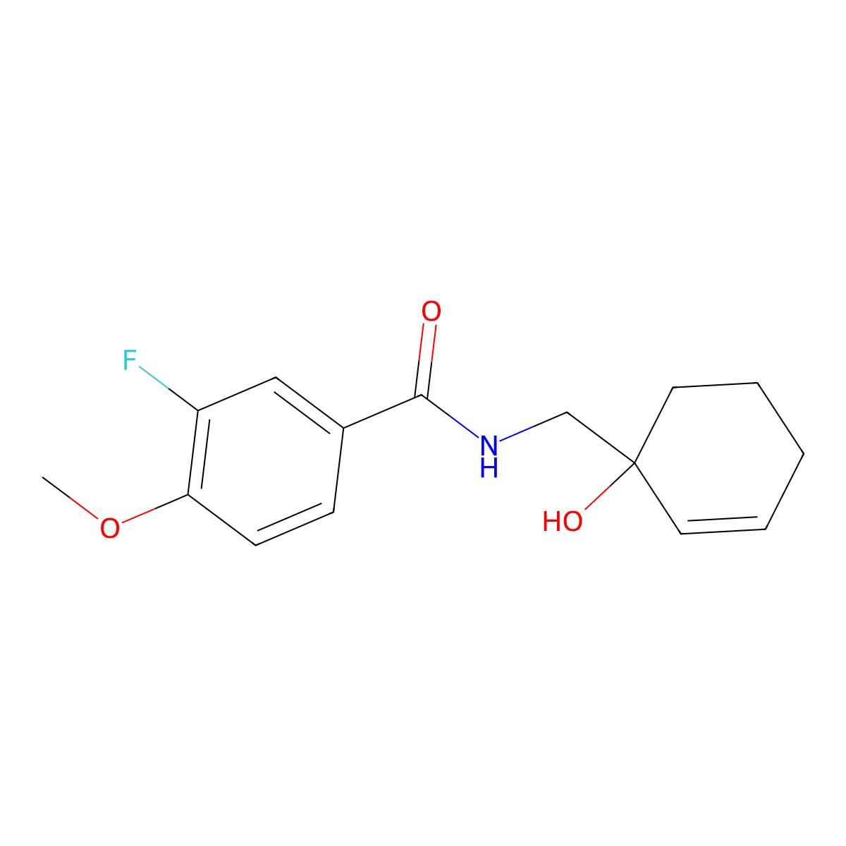 3-fluoro-N-[(1-hydroxycyclohex-2-en-1-yl)methyl]-4-methoxybenzamide molecular structure, CAS 2097914-49-1