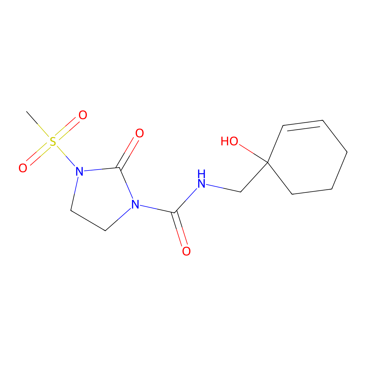 N-[(1-hydroxycyclohex-2-en-1-yl)methyl]-3-methanesulfonyl-2-oxoimidazolidine-1-carboxamide molecular structure, CAS 2097914-54-8