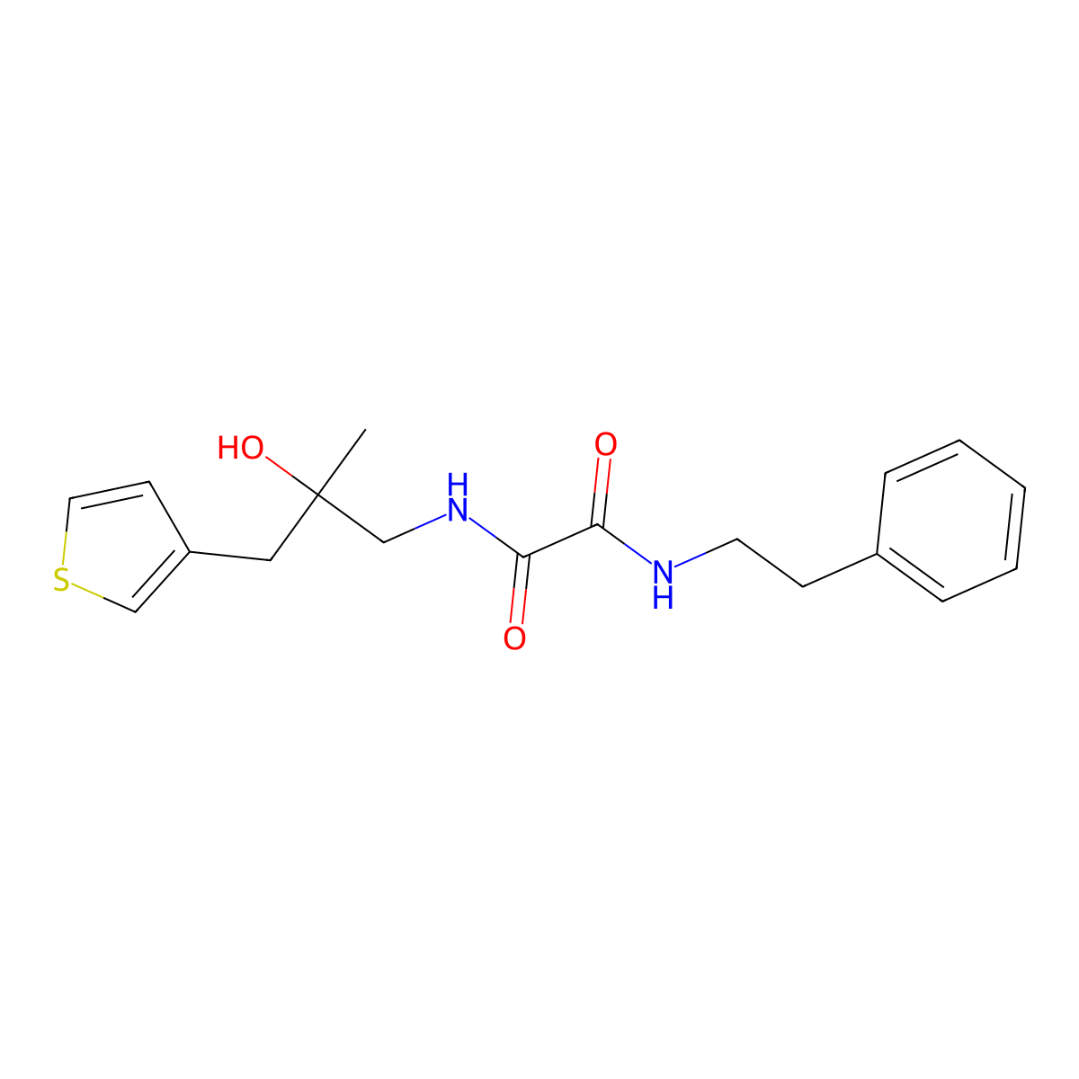 N-{2-hydroxy-2-[(thiophen-3-yl)methyl]propyl}-N'-(2-phenylethyl)ethanediamide molecular structure, CAS 2097914-61-7