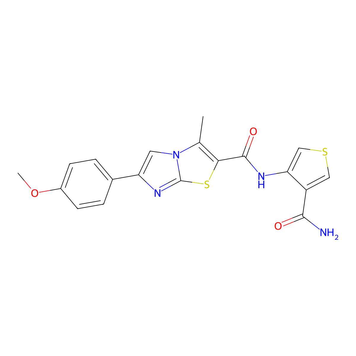N-(4-carbamoylthiophen-3-yl)-6-(4-methoxyphenyl)-3-methylimidazo[2,1-b][1,3]thiazole-2-carboxamide molecular structure, CAS 2097914-66-2