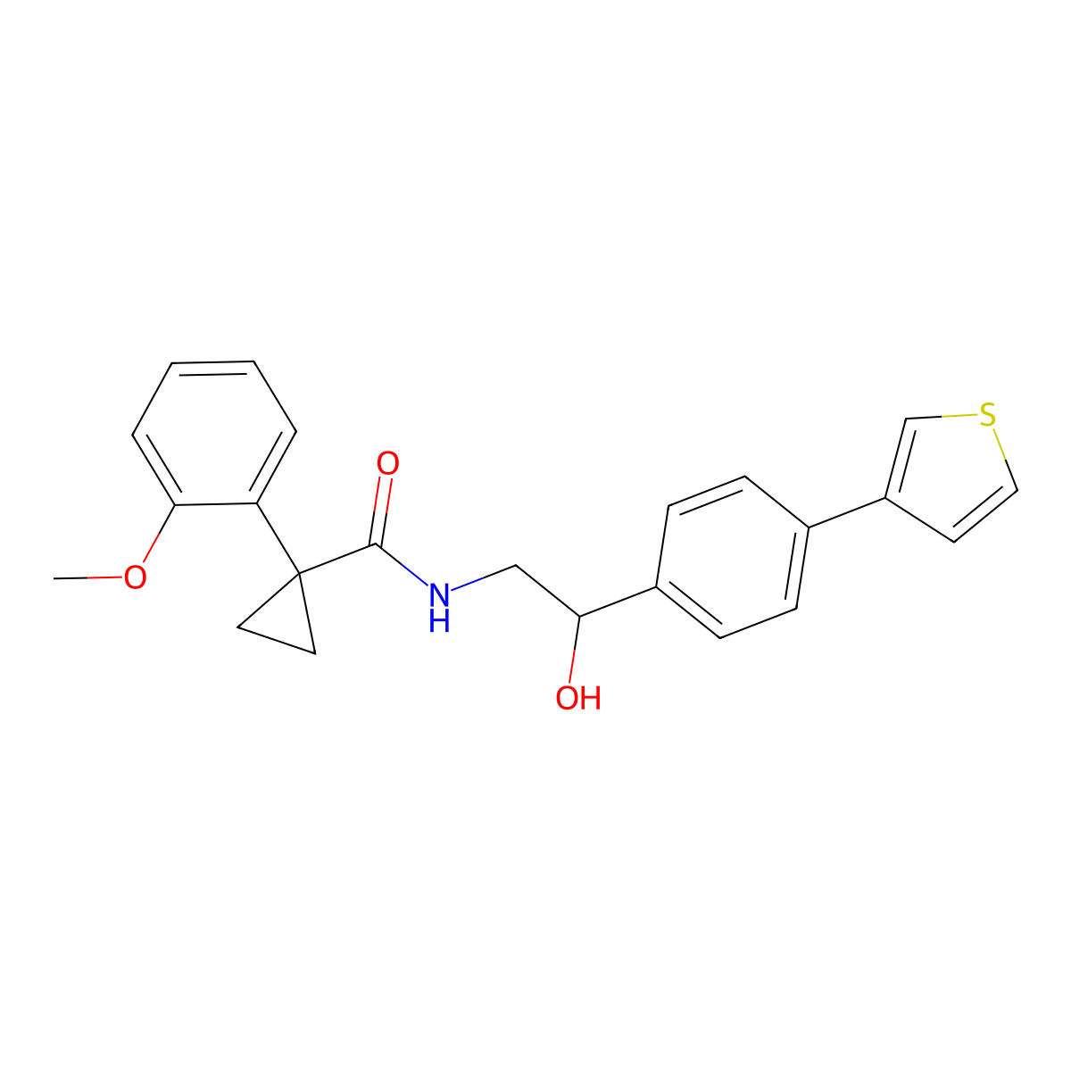 N-{2-hydroxy-2-[4-(thiophen-3-yl)phenyl]ethyl}-1-(2-methoxyphenyl)cyclopropane-1-carboxamide molecular structure, CAS 2097914-68-4
