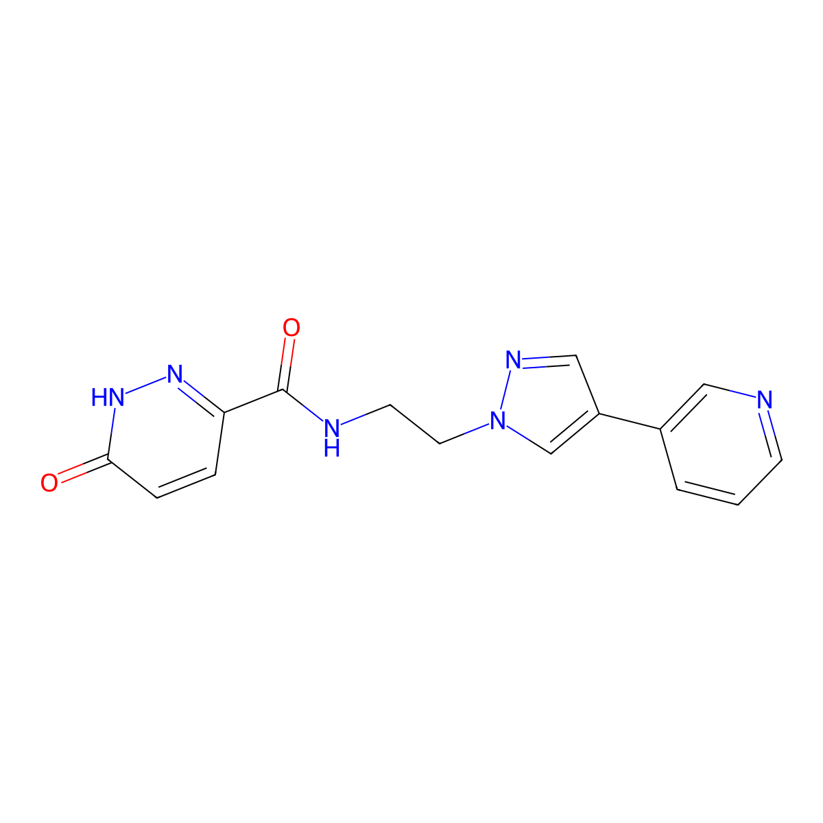 6-oxo-N-{2-[4-(pyridin-3-yl)-1H-pyrazol-1-yl]ethyl}-1,6-dihydropyridazine-3-carboxamide molecular structure, CAS 2097914-76-4