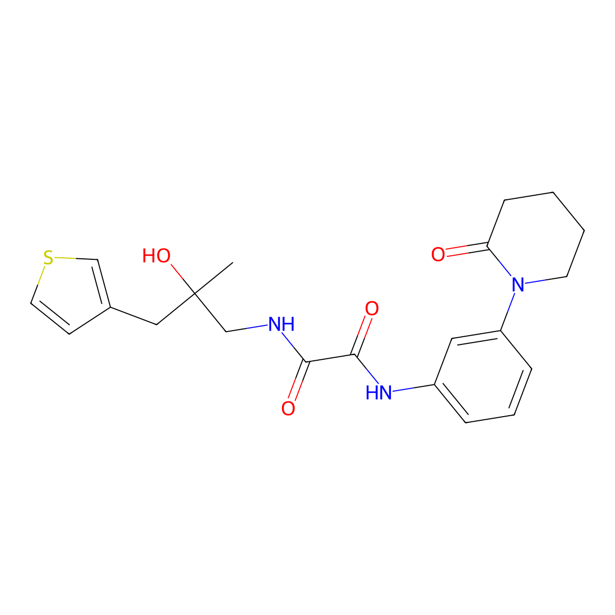 N-{2-hydroxy-2-[(thiophen-3-yl)methyl]propyl}-N'-[3-(2-oxopiperidin-1-yl)phenyl]ethanediamide molecular structure, CAS 2097914-77-5