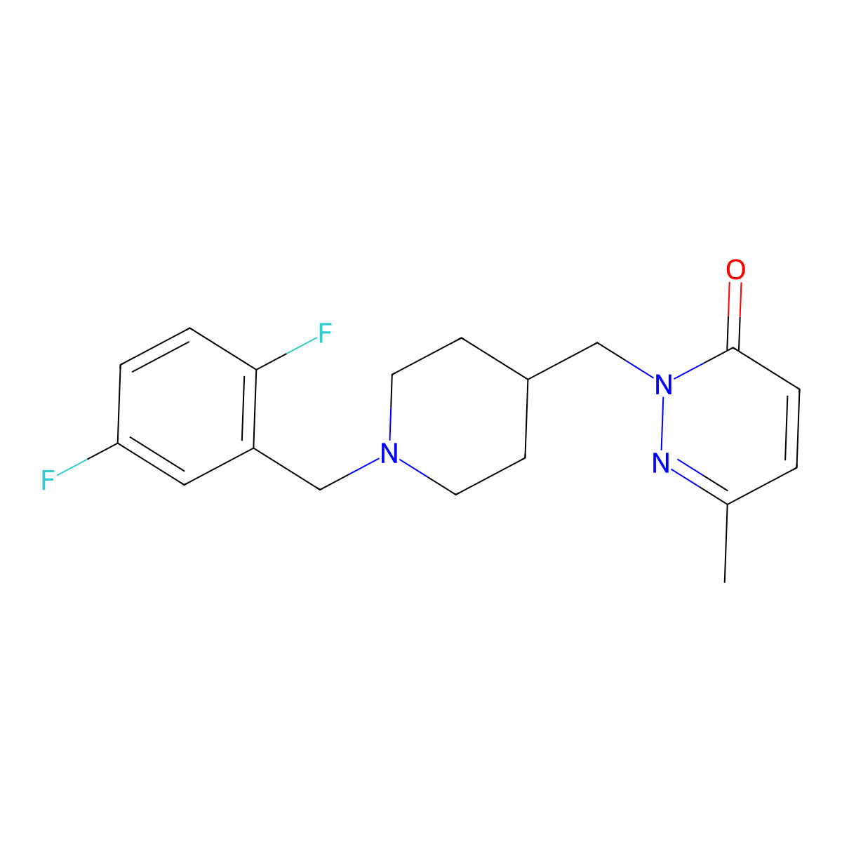 2-({1-[(2,5-Difluorophenyl)methyl]piperidin-4-yl}methyl)-6-methyl-2,3-dihydropyridazin-3-one molecular structure, CAS 2097914-79-7