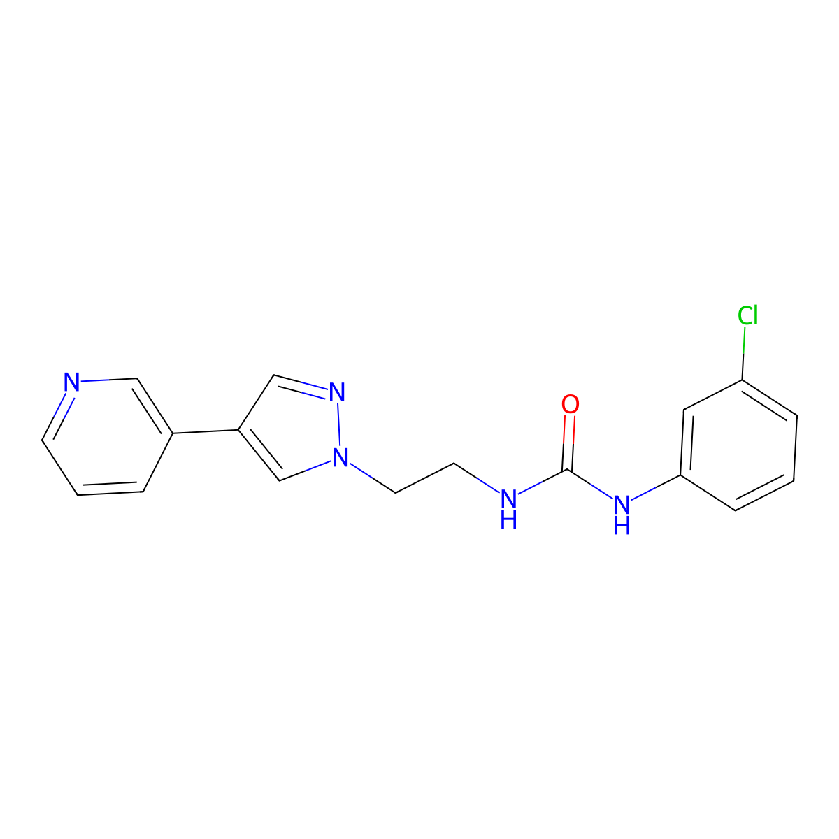 1-(3-chlorophenyl)-3-{2-[4-(pyridin-3-yl)-1H-pyrazol-1-yl]ethyl}urea molecular structure, CAS 2097914-80-0