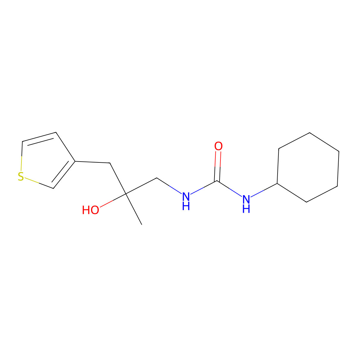 1-Cyclohexyl-3-{2-hydroxy-2-[(thiophen-3-yl)methyl]propyl}urea molecular structure, CAS 2097914-86-6