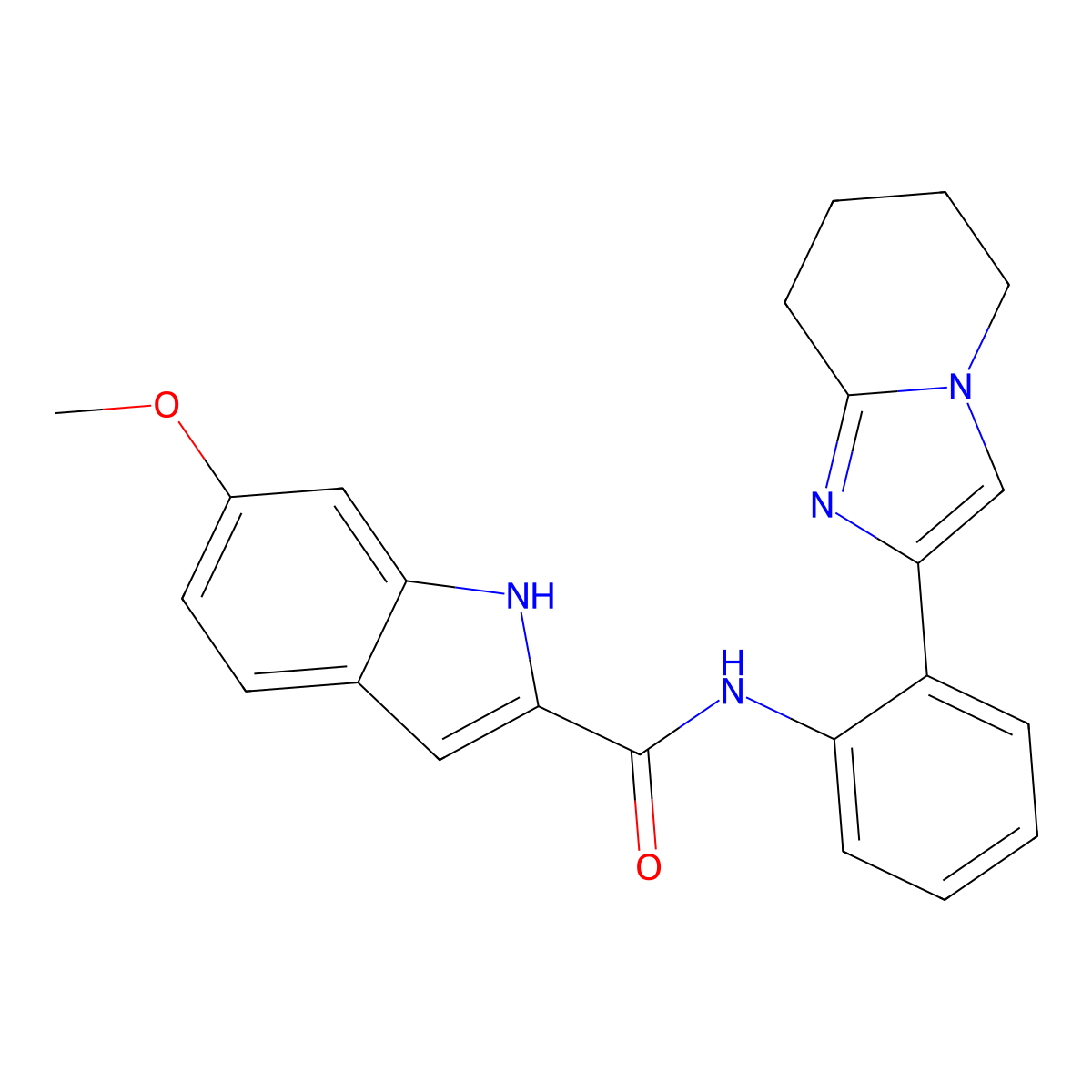 6-methoxy-N-(2-(5,6,7,8-tetrahydroimidazo[1,2-a]pyridin-2-yl)phenyl)-1H-indole-2-carboxamide molecular structure, CAS 2097914-87-7