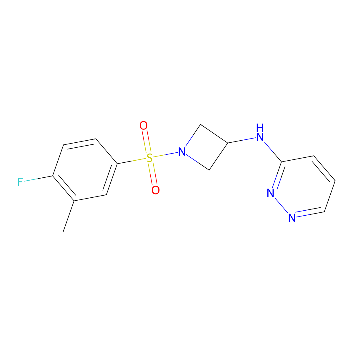 N-[1-(4-fluoro-3-methylbenzenesulfonyl)azetidin-3-yl]pyridazin-3-amine molecular structure, CAS 2097914-88-8