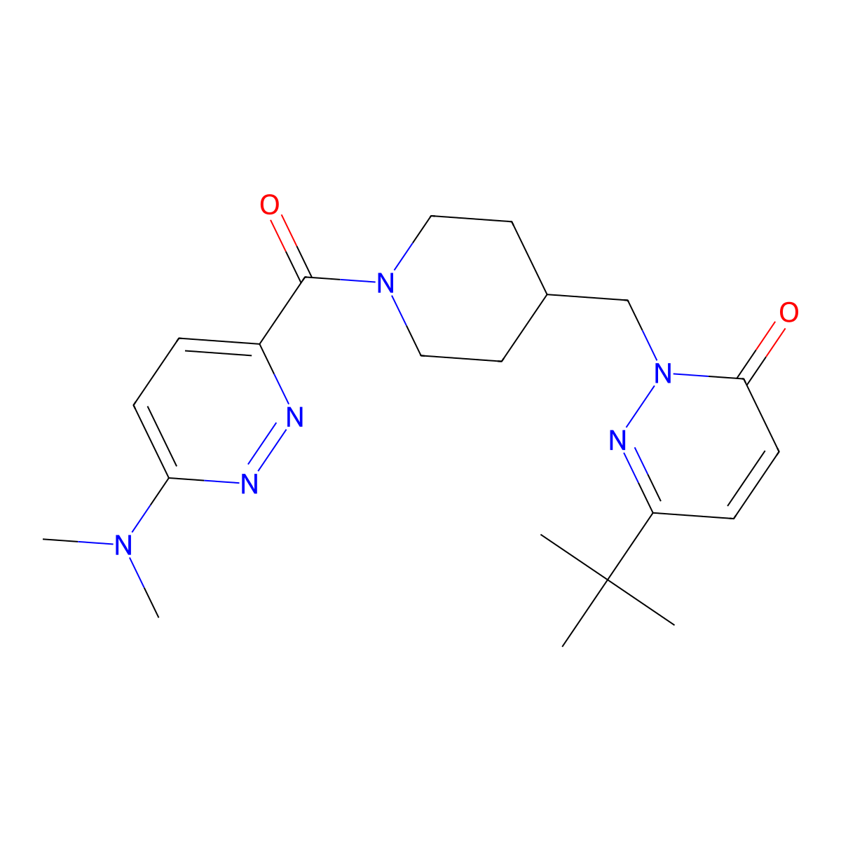 6-Tert-butyl-2-({1-[6-(dimethylamino)pyridazine-3-carbonyl]piperidin-4-yl}methyl)-2,3-dihydropyridazin-3-one molecular structure, CAS 2097914-90-2