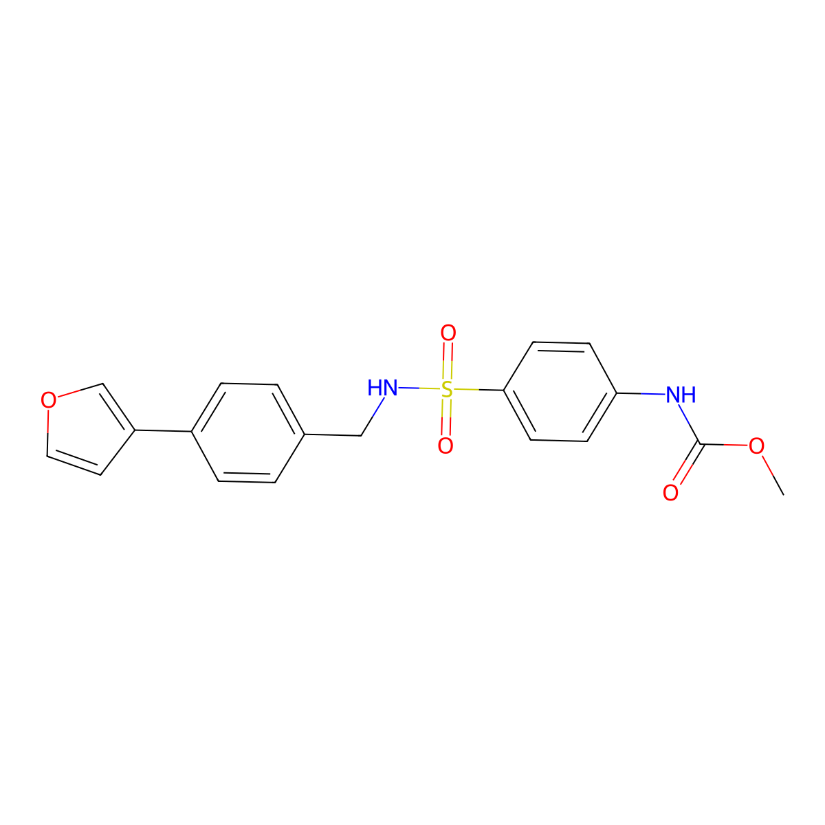 methyl N-[4-({[4-(furan-3-yl)phenyl]methyl}sulfamoyl)phenyl]carbamate molecular structure, CAS 2097914-93-5