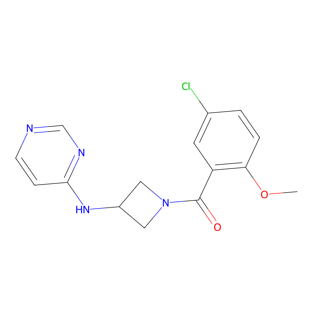 N-[1-(5-chloro-2-methoxybenzoyl)azetidin-3-yl]pyrimidin-4-amine molecular structure, CAS 2097915-00-7