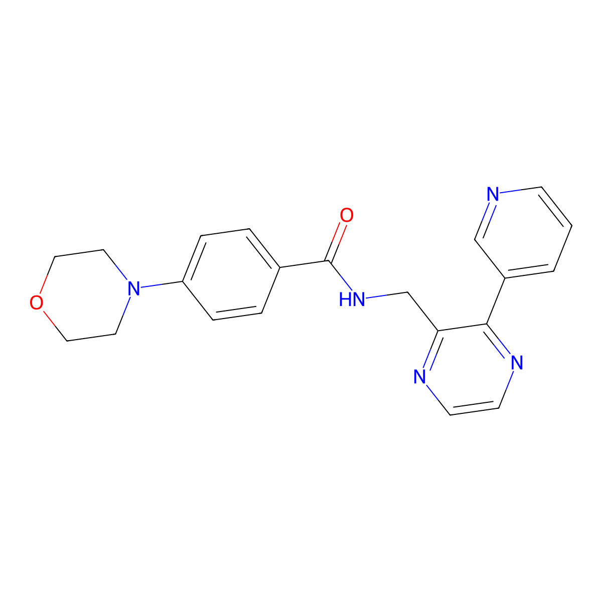 4-(morpholin-4-yl)-N-{[3-(pyridin-3-yl)pyrazin-2-yl]methyl}benzamide molecular structure, CAS 2097915-04-1