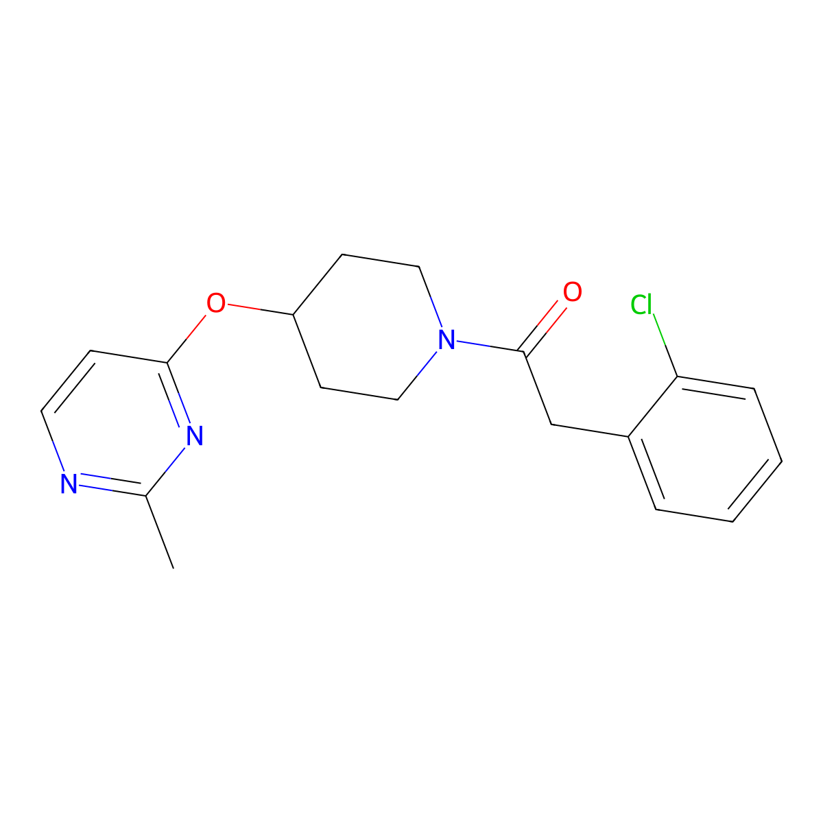 2-(2-Chlorophenyl)-1-(4-((2-methylpyrimidin-4-yl)oxy)piperidin-1-yl)ethanone molecular structure, CAS 2097915-11-0