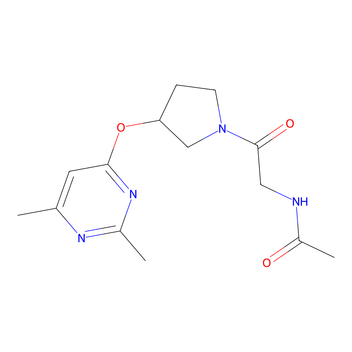 N-(2-{3-[(2,6-dimethylpyrimidin-4-yl)oxy]pyrrolidin-1-yl}-2-oxoethyl)acetamide molecular structure, CAS 2097915-12-1