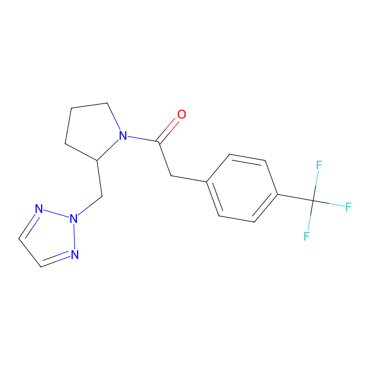 1-{2-[(2H-1,2,3-triazol-2-yl)methyl]pyrrolidin-1-yl}-2-[4-(trifluoromethyl)phenyl]ethan-1-one molecular structure, CAS 2097915-17-6